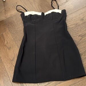 Black and Cream Strapless Dress